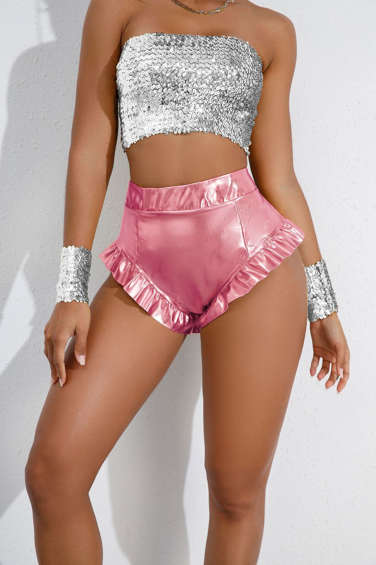 LADIES METALLIC SHORTS GOLD / SILVER / PURPLE / PINK (SIZE S - XL)