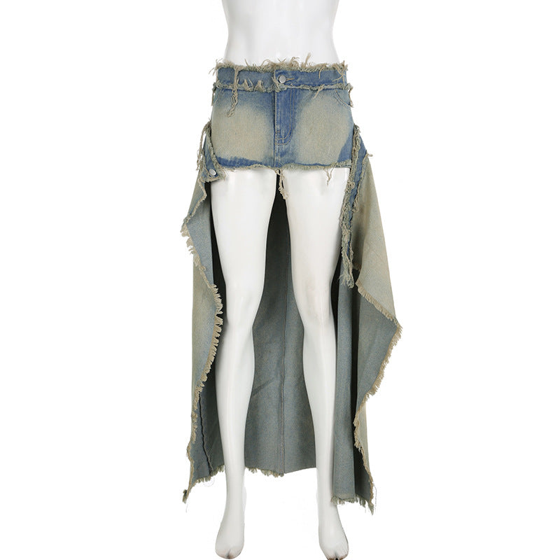 LADIES DENIM SKIRT BLUE DENIM (SIZE S - L)
