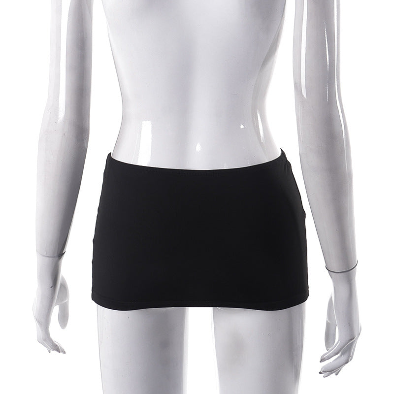 LADIES SEXY SHORT PRINTED MINI SKIRT BLACK (SIZE S - L)