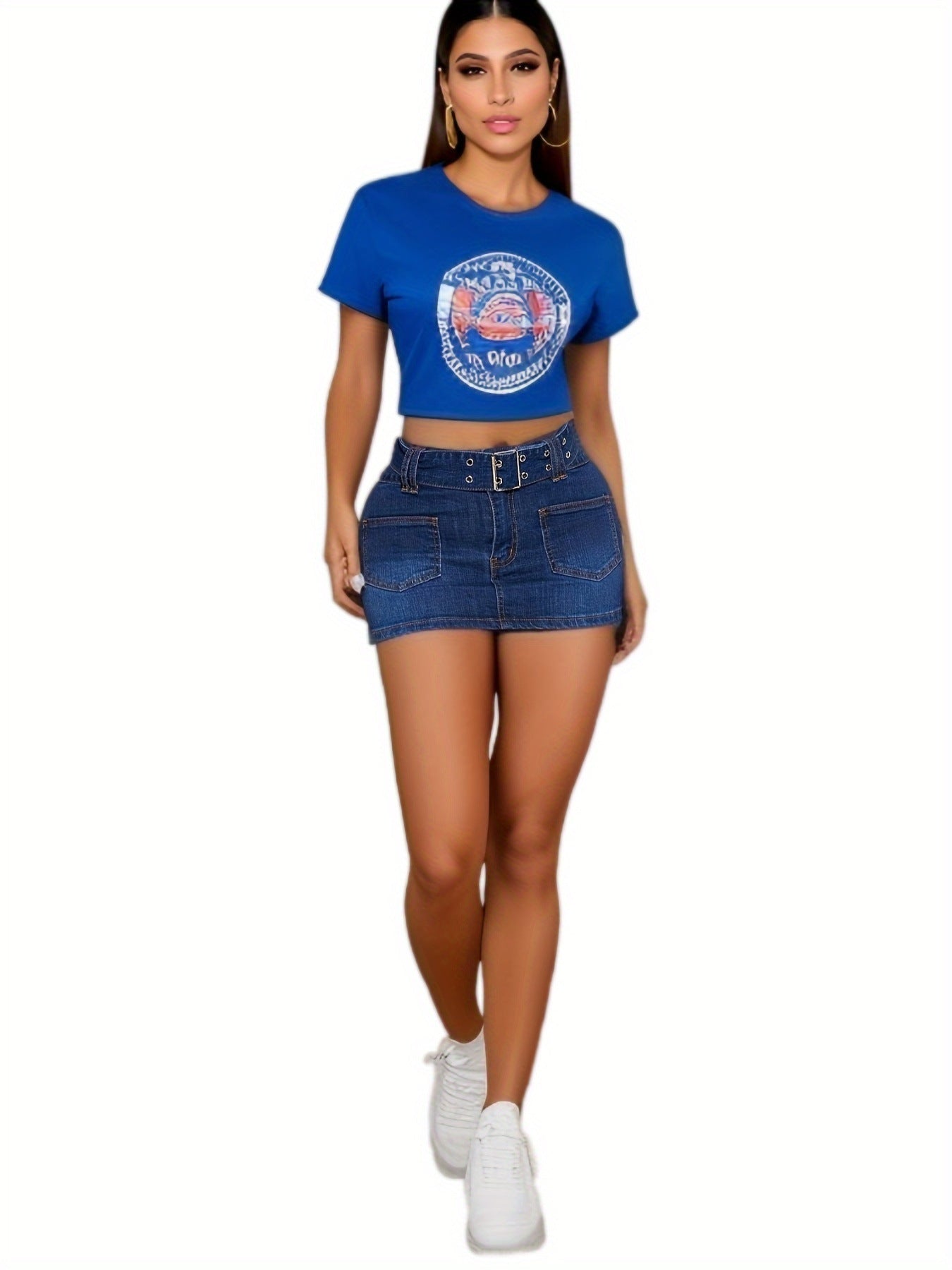 LADIES DENIM SKIRT BLUE DENIM (SIZE S - 2XL)