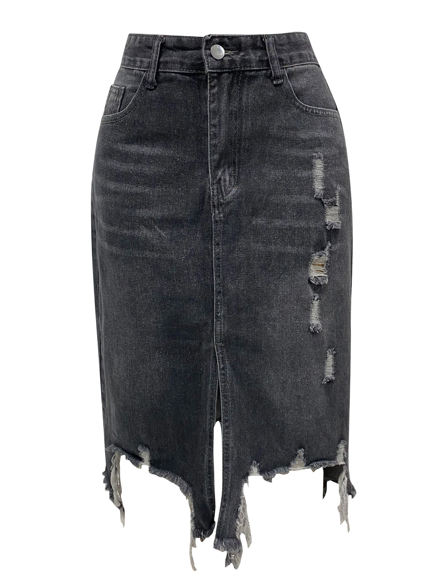 LADIES LONG DENIM SKIRT BLACK / BLUE (SIZE S - 2XL)