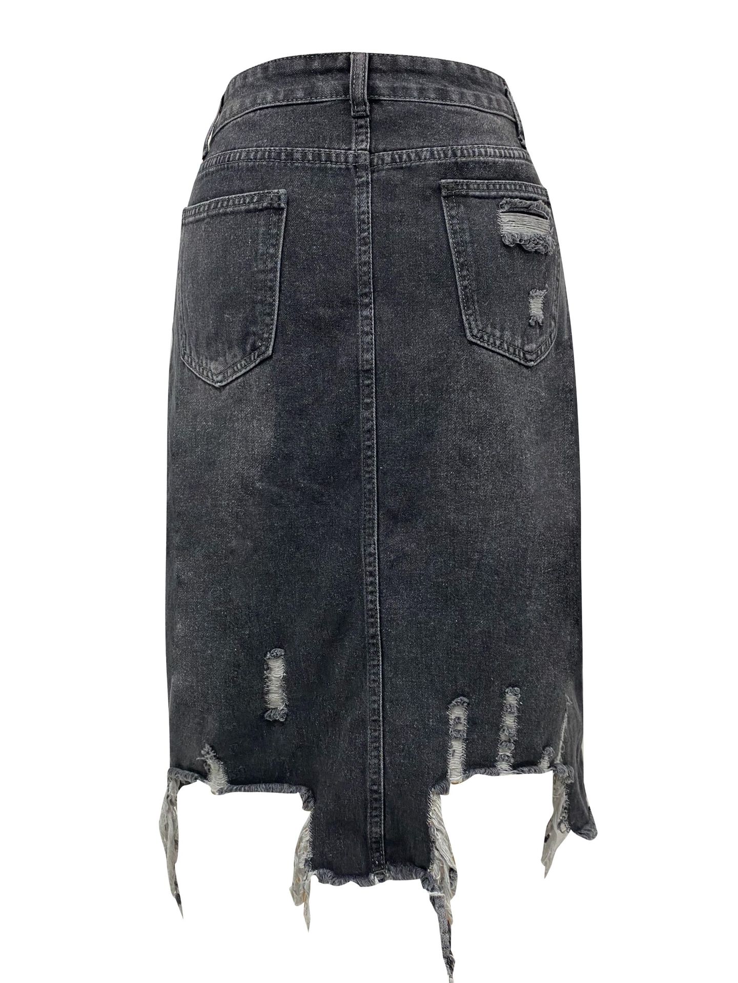 LADIES LONG DENIM SKIRT BLACK / BLUE (SIZE S - 2XL)