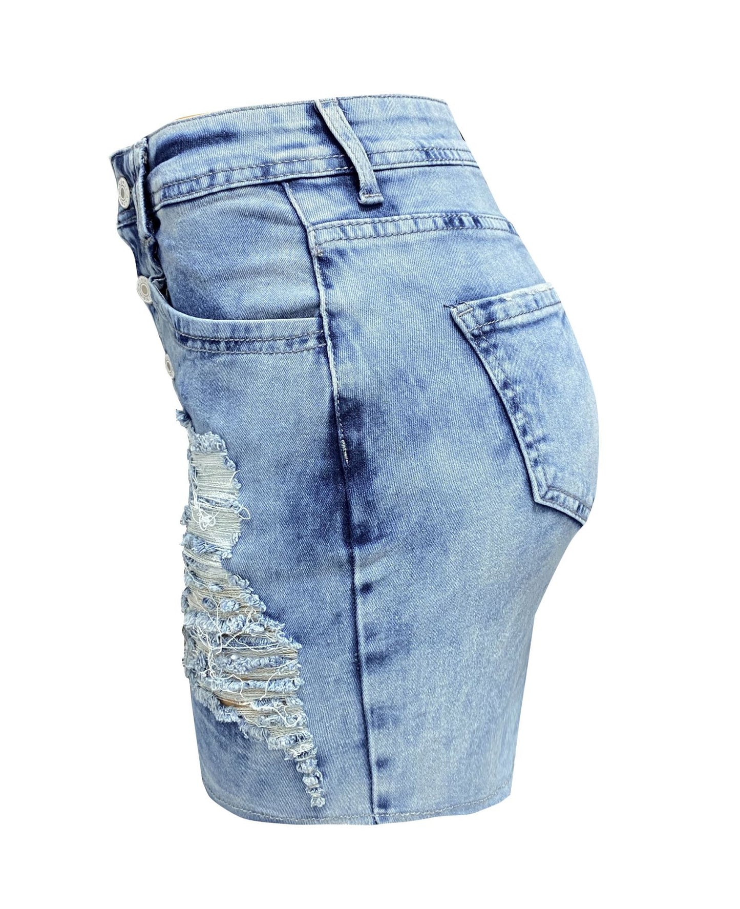 LADIES MINI DENIM SKIRT BLUE DENIM (SIZE S - XL)