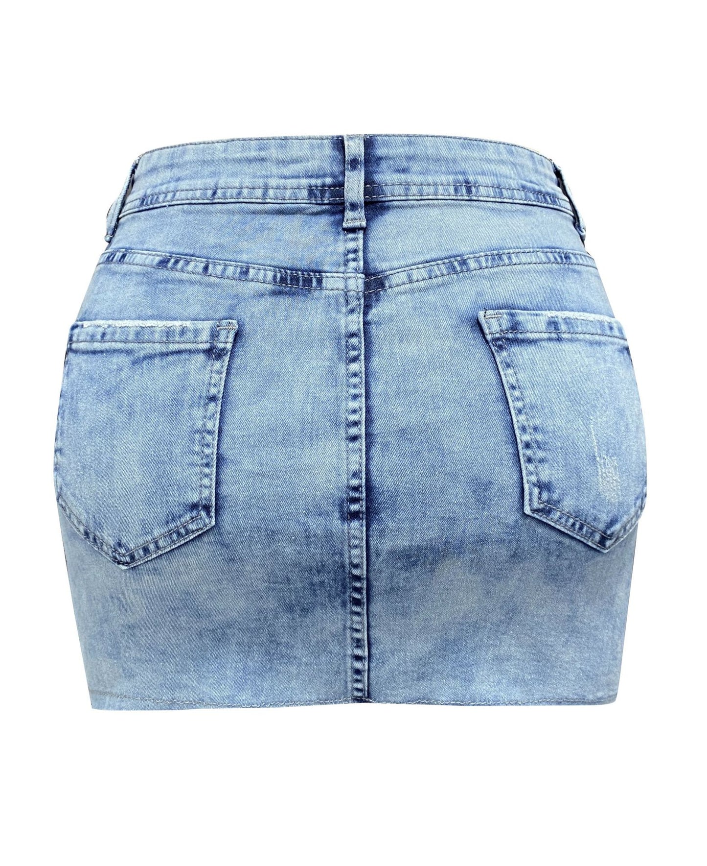 LADIES MINI DENIM SKIRT BLUE DENIM (SIZE S - XL)