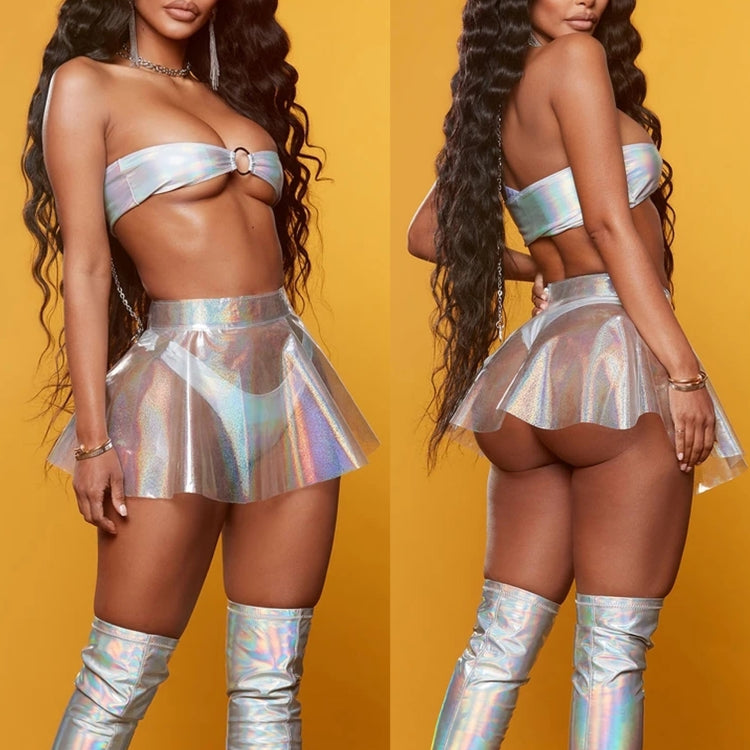 LADIES SEE THROUGH MINI SKIRT (SIZE S - XL)