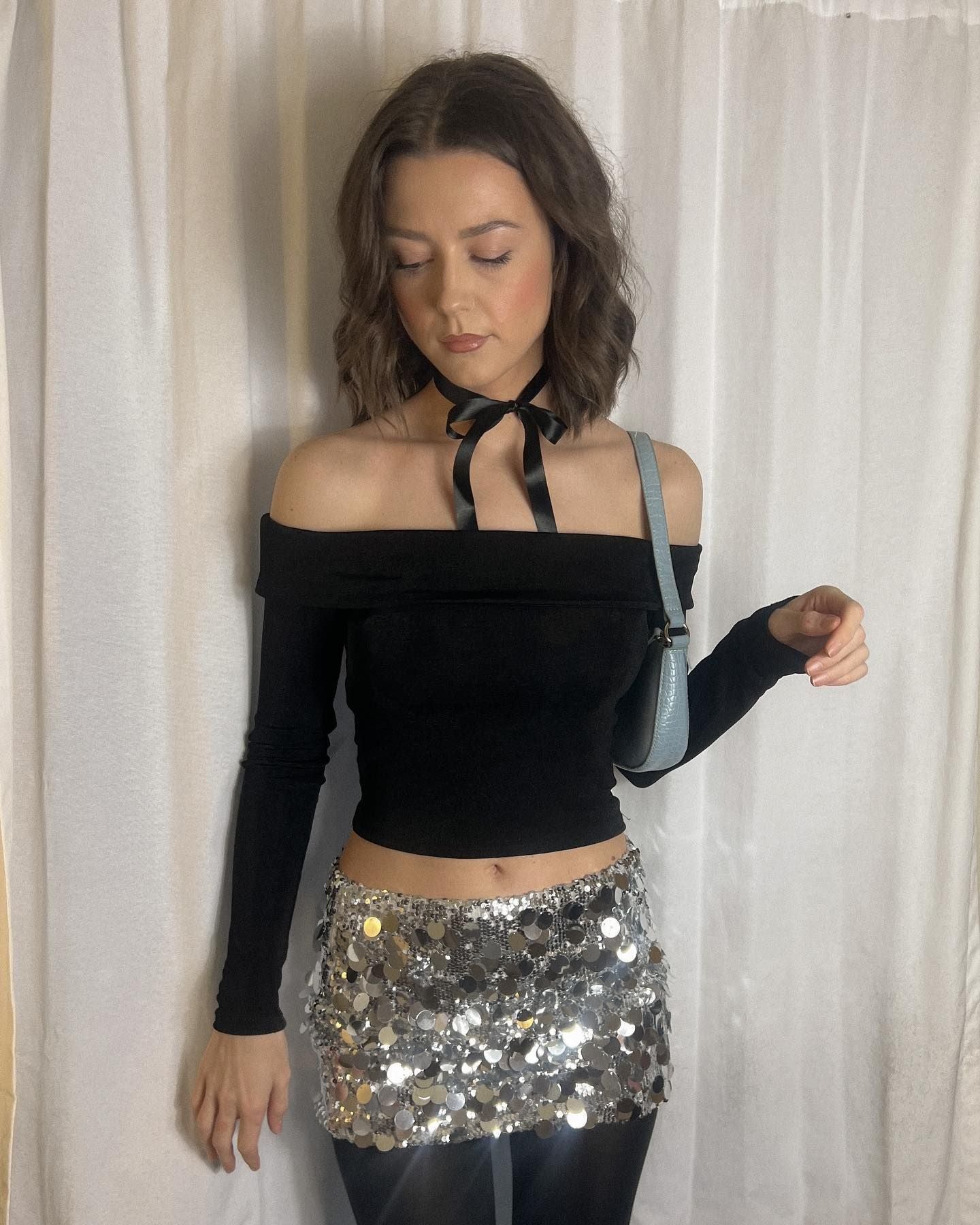 LADIES SHORT SEQUINED MINI SKIRT 10 COLOURS (SIZE S - L)