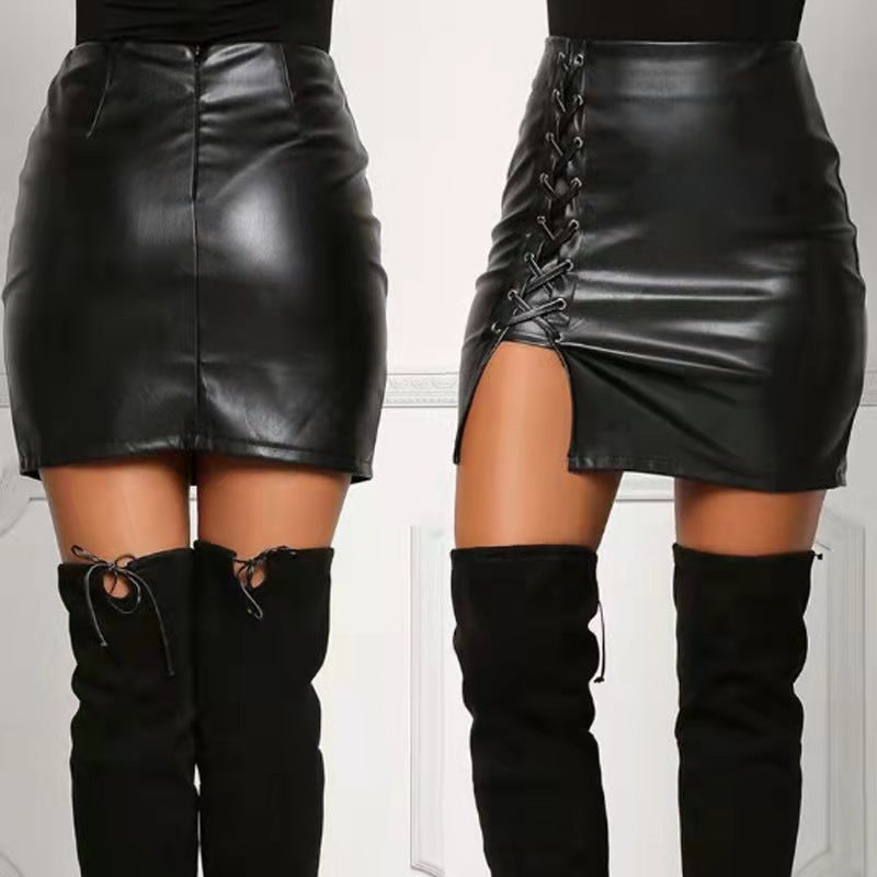 LADIES LACE UP SKIRT BLACK (SIZE S - XL)