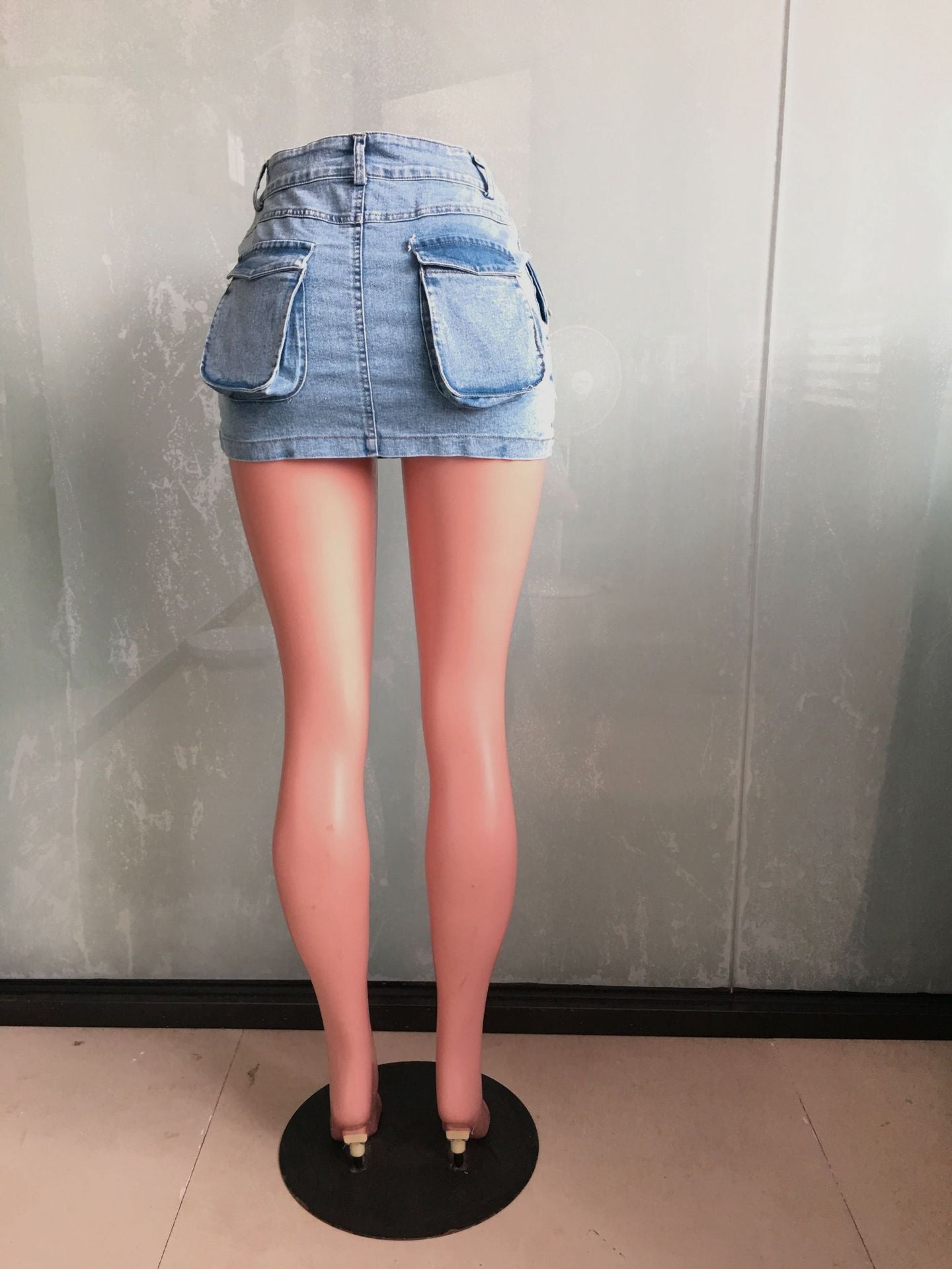 LADIES DENIM SKIRT BLUE DENIM (SIZE S - 2XL)