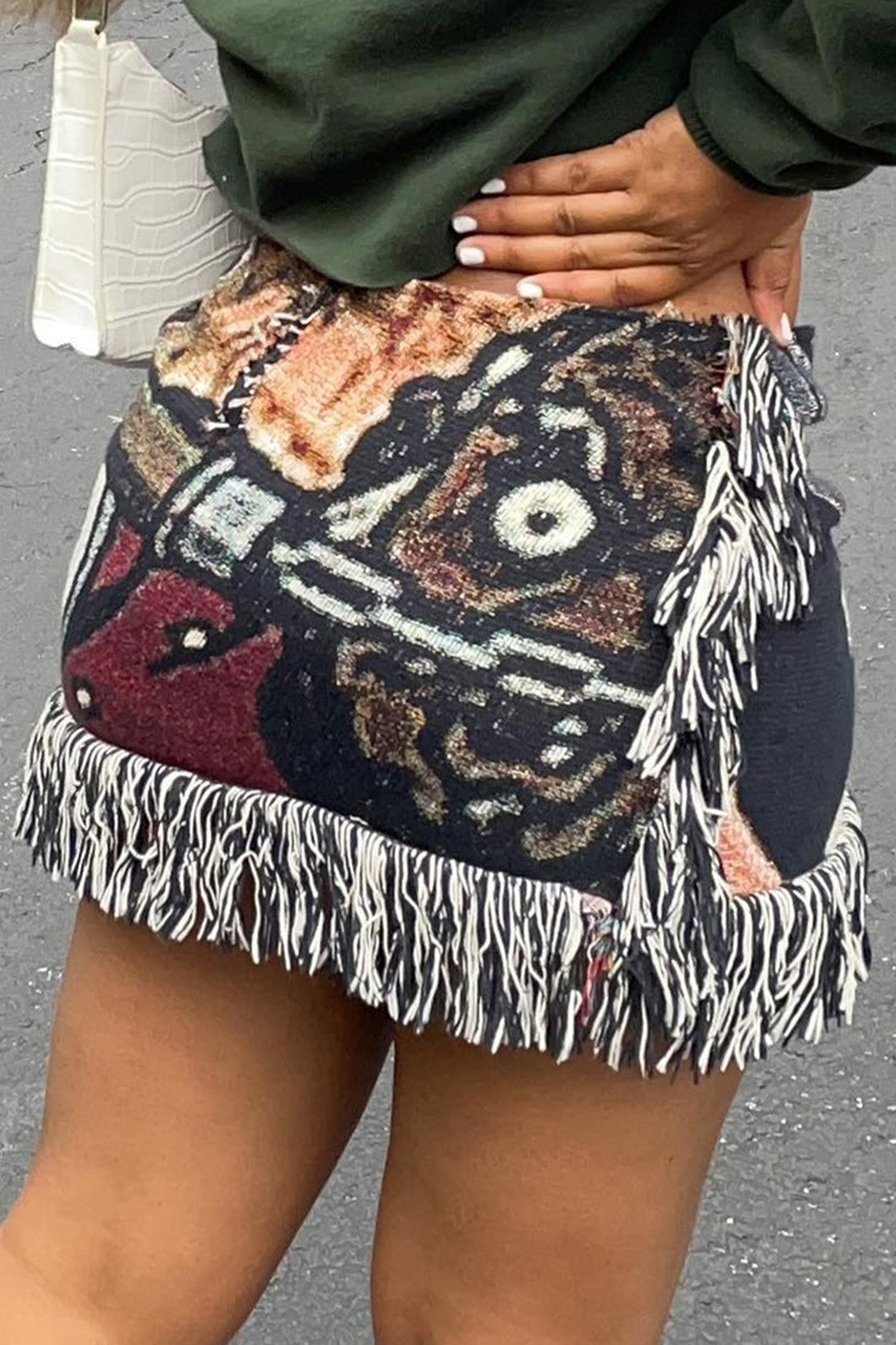 LADIES MINI SKIRT WITH TASSELS (SIZE XS - XL)