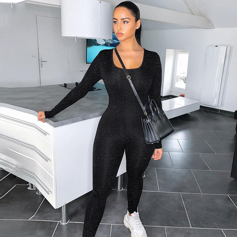 LADIES LONG SLEEVE JUMPSUIT BLACK (SIZE S - L)
