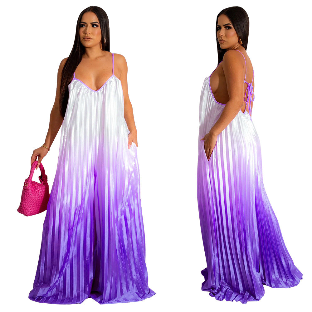 LADIES LOOSE FIT JUMPSUIT GREEN / PINK / BLUE / PURPLE (SIZE S - 2XL)
