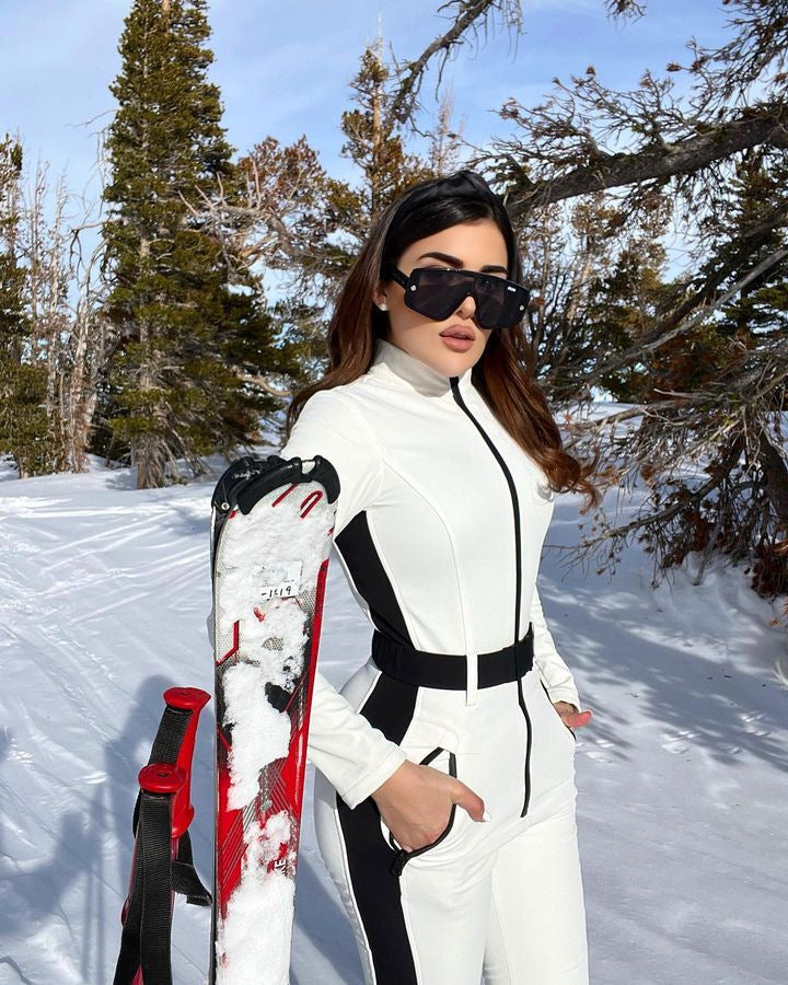 LADIES TWO PIECE SKI SUIT JUMPSUIT WHITE (SIZE XS - L)