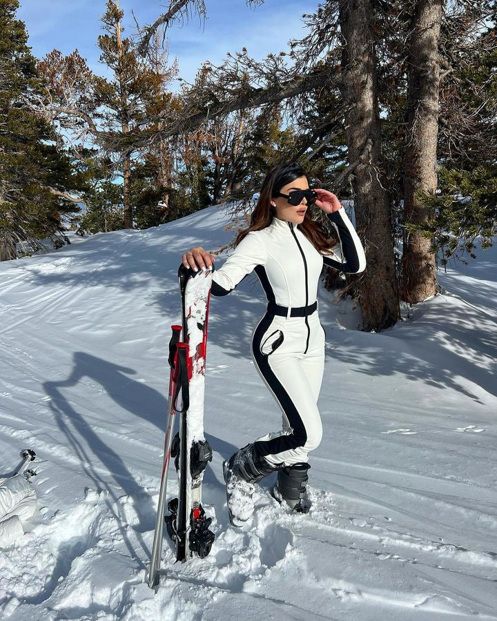 LADIES TWO PIECE SKI SUIT JUMPSUIT WHITE (SIZE XS - L)