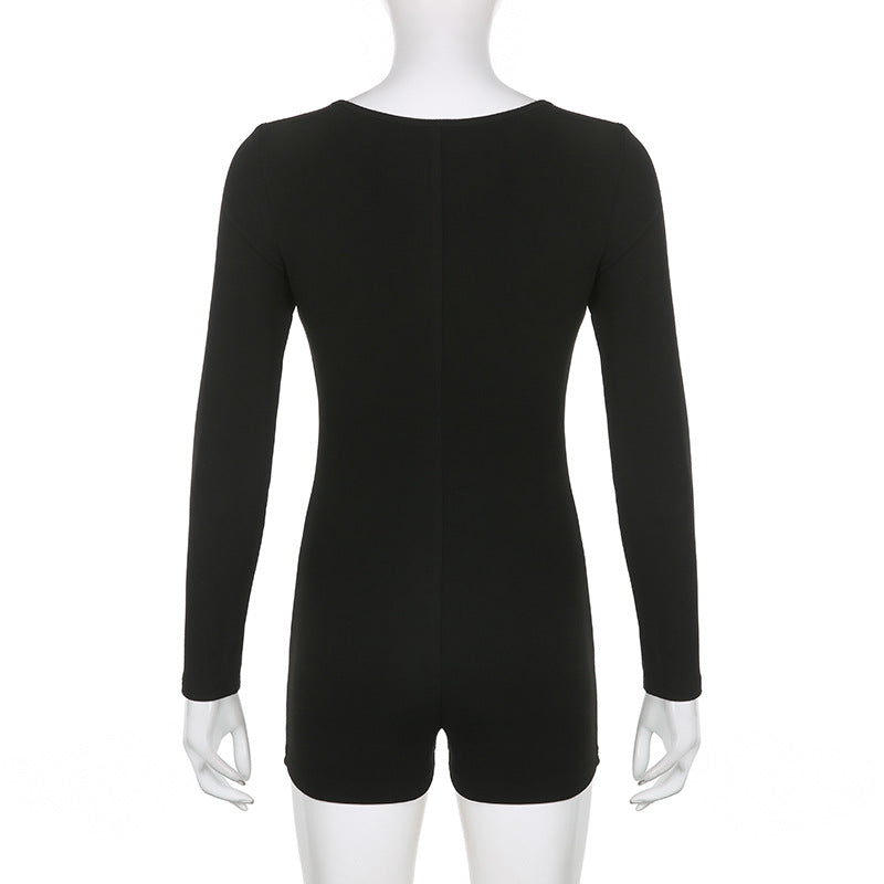 LADIES LONG SLEEVE JUMPSUIT / ROMPER BLACK (SIZE S - L)