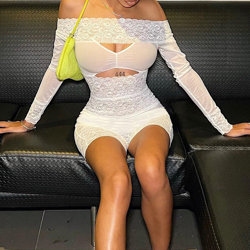 LADIES OFF THE SHOULDER LACE ROMPER / PLAYSUIT / JUMPSUIT WHITE / BLACK (SIZE S - L)