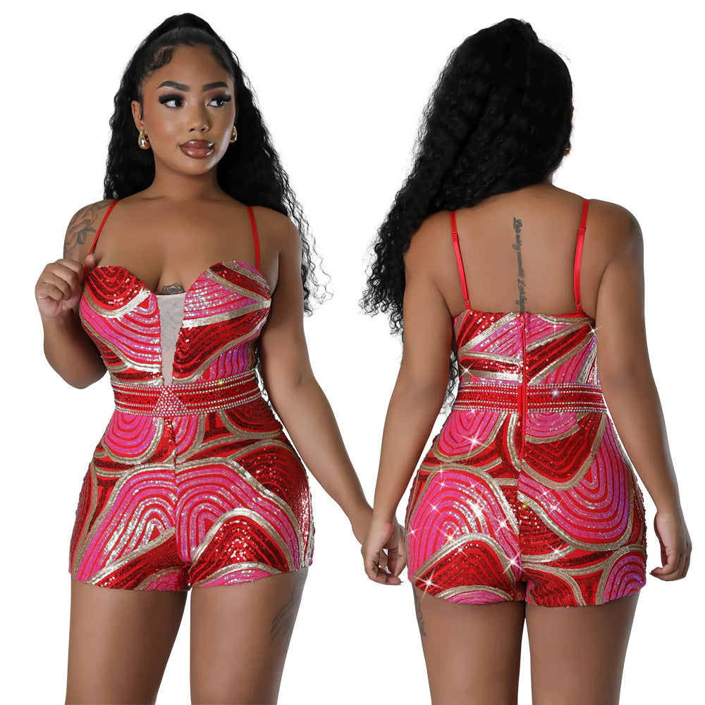 LADIES JUMPSUIT / ROMPER / PLAYSUIT RED / GREEN (SIZE S - 2XL)