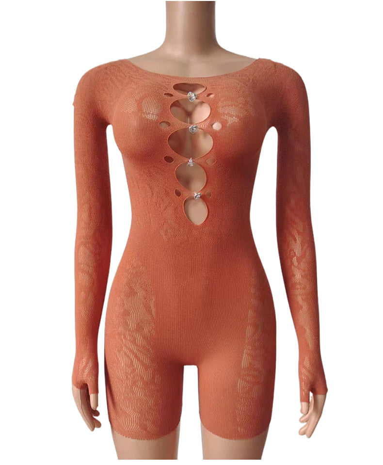LADIES LONG SLEEVE JUMPSUIT / ROMPER / PLAYSUIT BLACK / ORANGE / GRAY / BROWN (FREE SIZE)