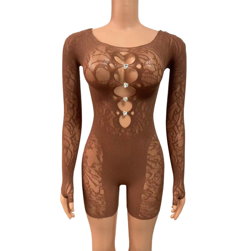 LADIES LONG SLEEVE JUMPSUIT / ROMPER / PLAYSUIT BLACK / ORANGE / GRAY / BROWN (FREE SIZE)