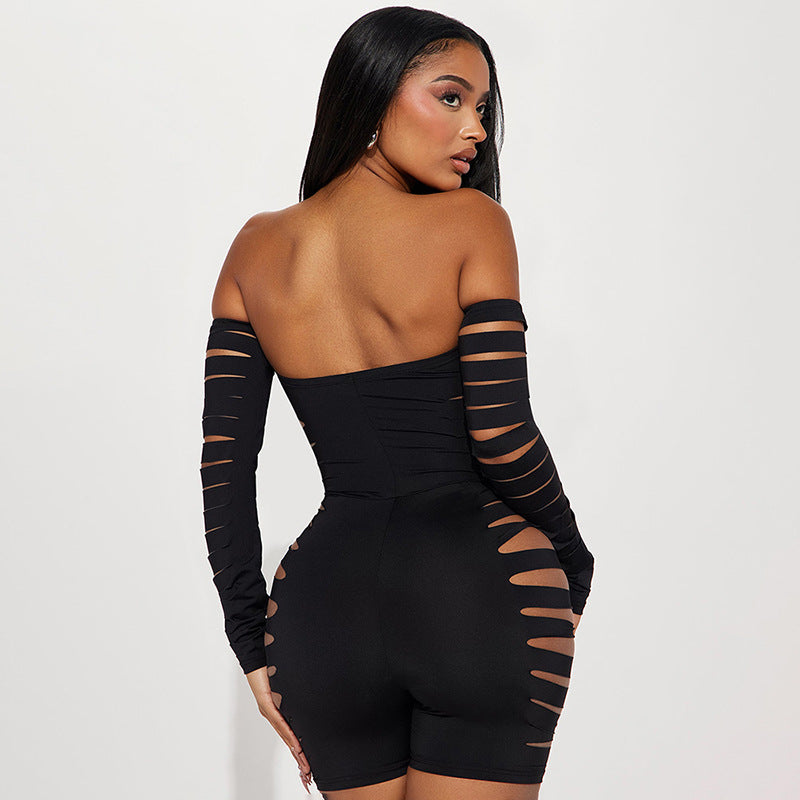 LADIES LONG SLEEVE JUMPSUIT / ROMPER / PLAYSUIT BLACK / PINK (SIZE S - L)