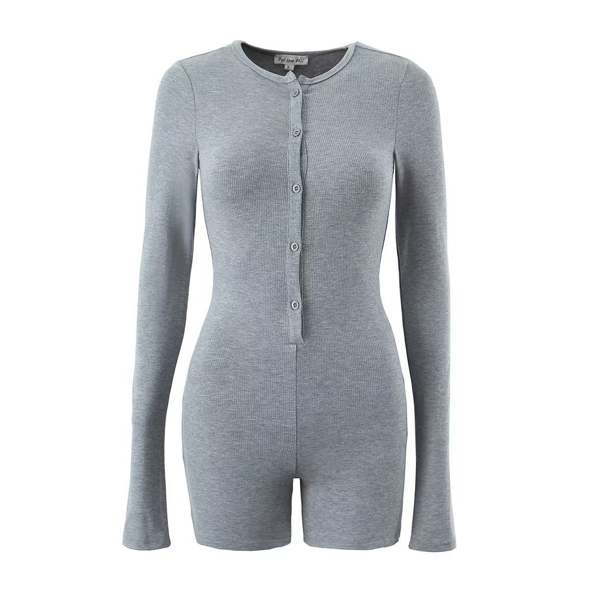 LADIES LONG SLEEVE JUMPSUIT / ROMPER / PLAYSUIT BLACK / GRAY (SIZE S - L)