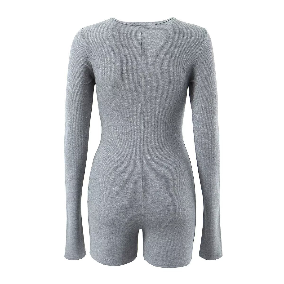 LADIES LONG SLEEVE JUMPSUIT / ROMPER / PLAYSUIT BLACK / GRAY (SIZE S - L)