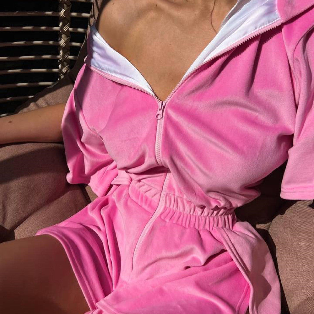 LADIES JUMPSUIT / ROMPER / PLAYSUIT WITH SLIT BLUE / GREEN / PINK / KHAKI-BROWN (SIZE S / M / L