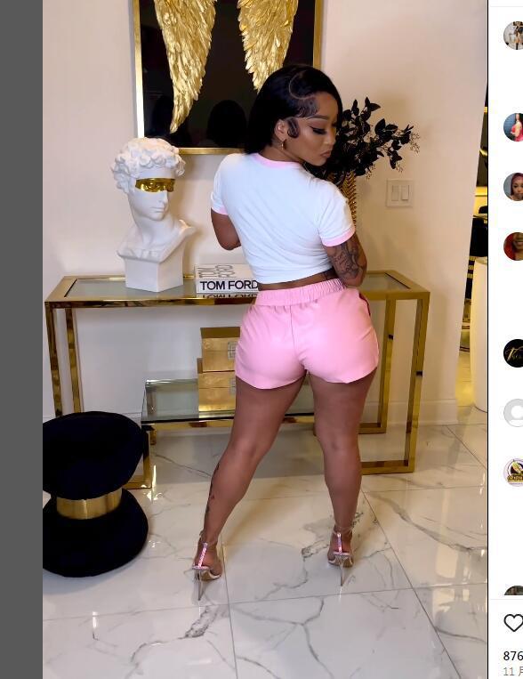 LADIES TWO PIECE SHORTS SET WHITE-PINK (SIZE S - XL)