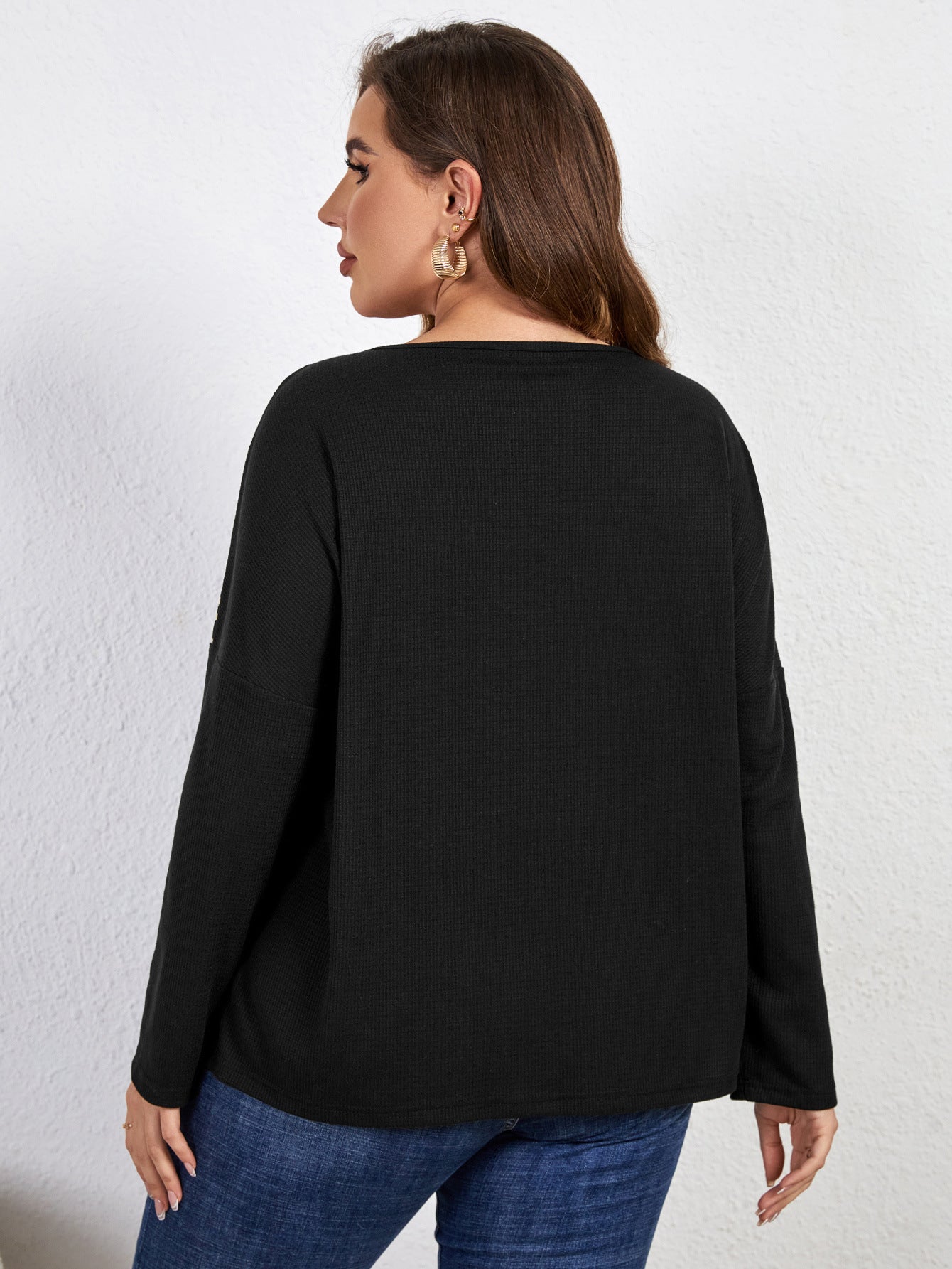 LADIES PLUS SIZE LONG SLEEVE TOP BLACK (SIZE XL - 4XL)