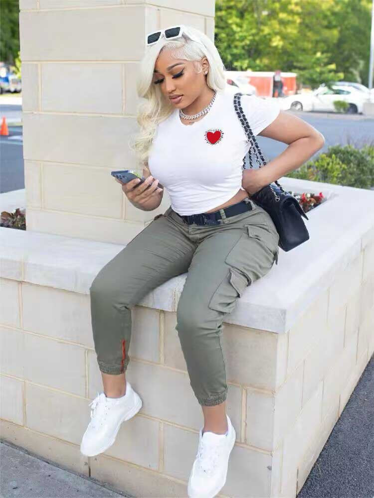 LADIES PLUS SIZE T SHIRT WHITE / BLACK ( SIZES: XL - 5XL)