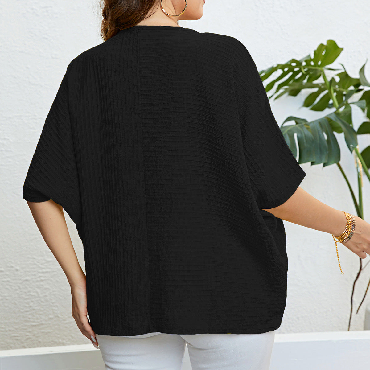 LADIES PLUS SIZE TOP BLACK / YELLOW / BEIGE (SIZE XL - 3XL)