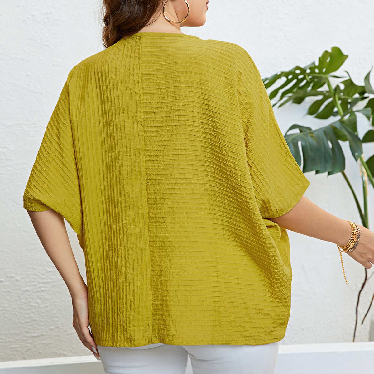 LADIES PLUS SIZE TOP BLACK / YELLOW / BEIGE (SIZE XL - 3XL)