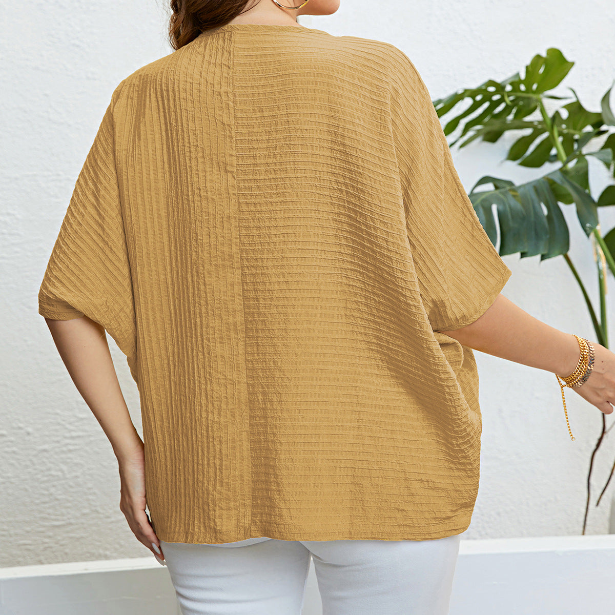 LADIES PLUS SIZE TOP BLACK / YELLOW / BEIGE (SIZE XL - 3XL)