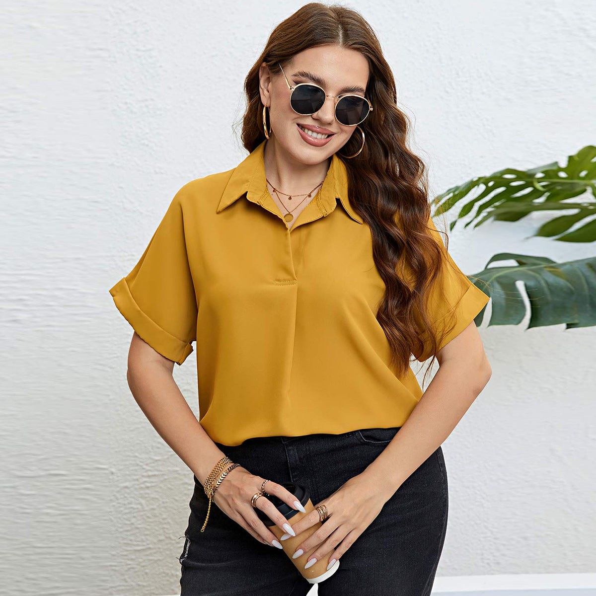 LADIES PLUS SIZE T SHIRT BLACK / WINE RED / YELLOW / BLUE (SIZE XL - 3XL)