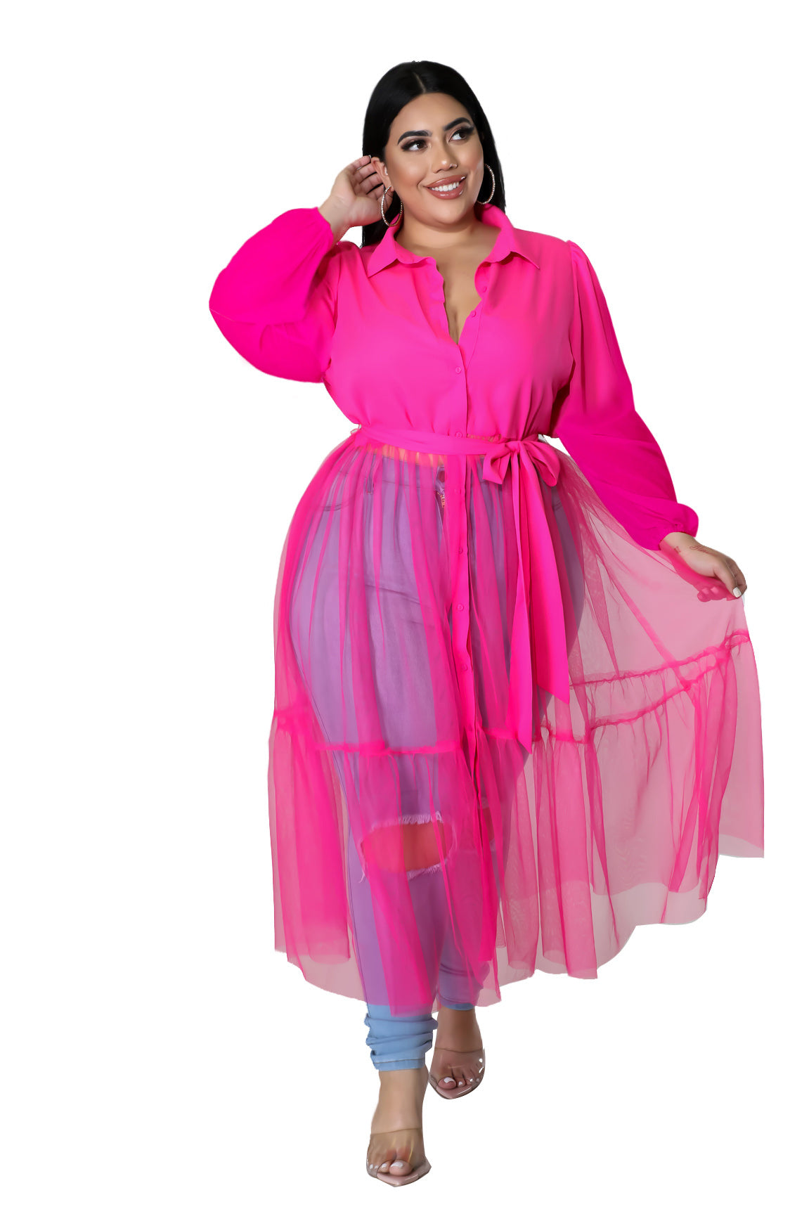 LADIES PLUS SIZE SHIRT WHITE / PINK / BLACK (SIZE XL - 5XL)