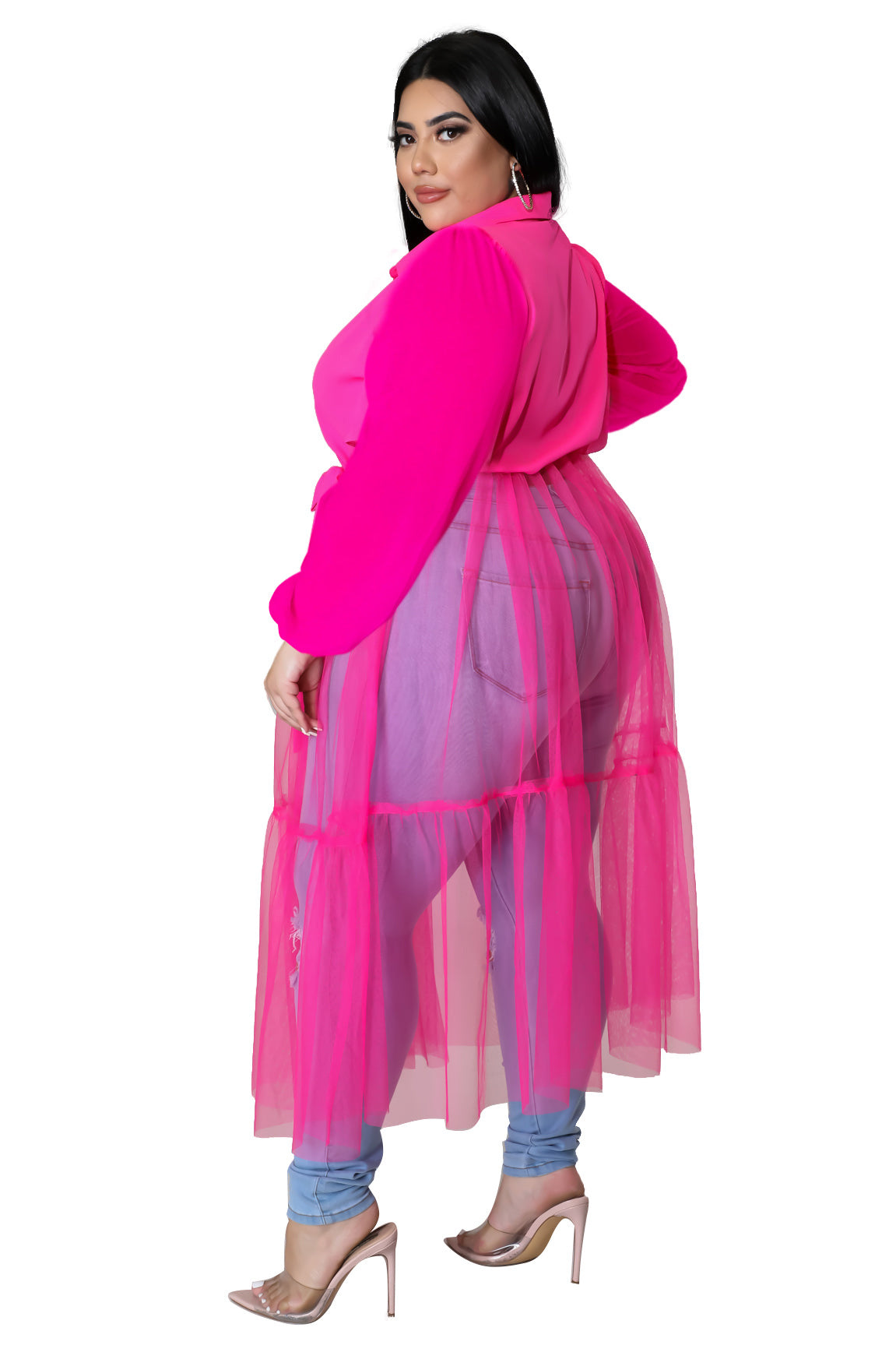 LADIES PLUS SIZE SHIRT WHITE / PINK / BLACK (SIZE XL - 5XL)