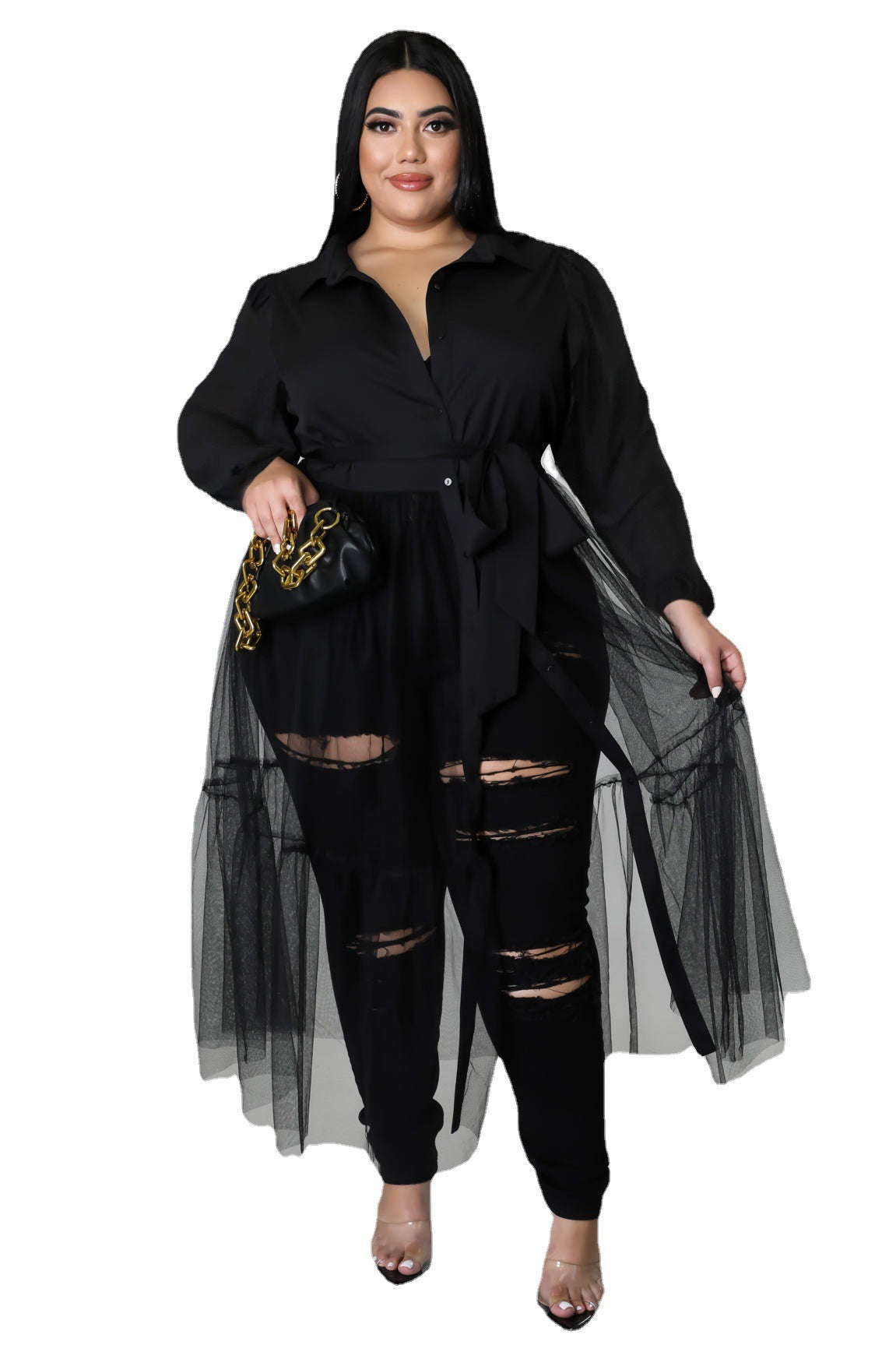 LADIES PLUS SIZE SHIRT WHITE / PINK / BLACK (SIZE XL - 5XL)