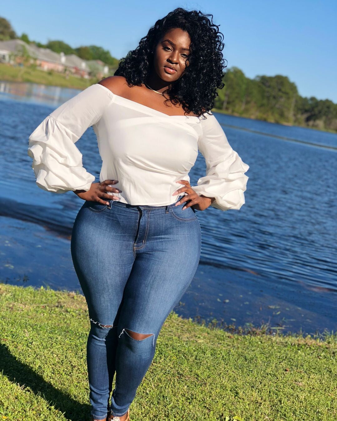 LADIES PLUS SIZE SHIRT WHITE (SIZE L - 4XL)