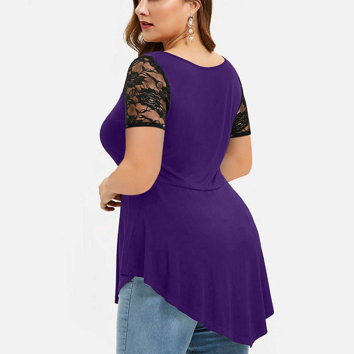 LADIES PLUS SIZE LACE TOP 7 COLOURS (SIZE S - 4XL)
