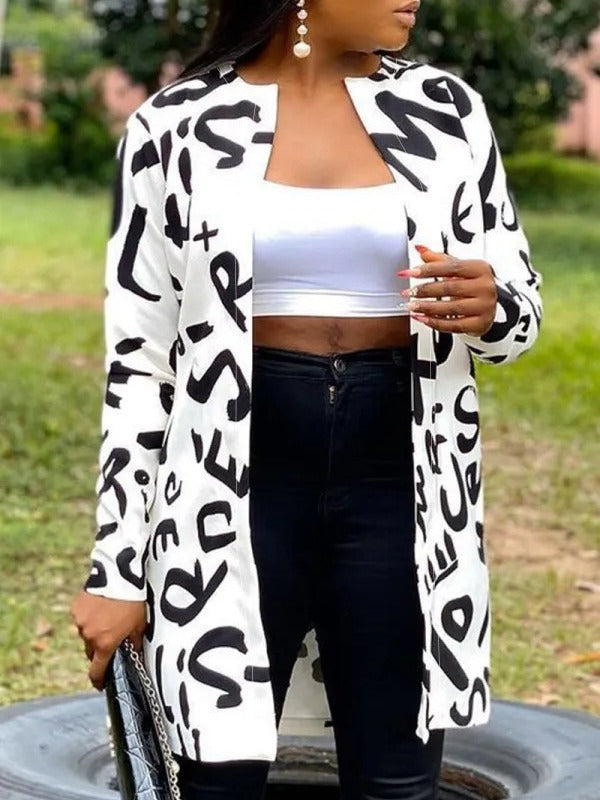 LADIES PLUS SIZE LONG SLEEVE JACKET WHITE (SIZE XL - 4XL)