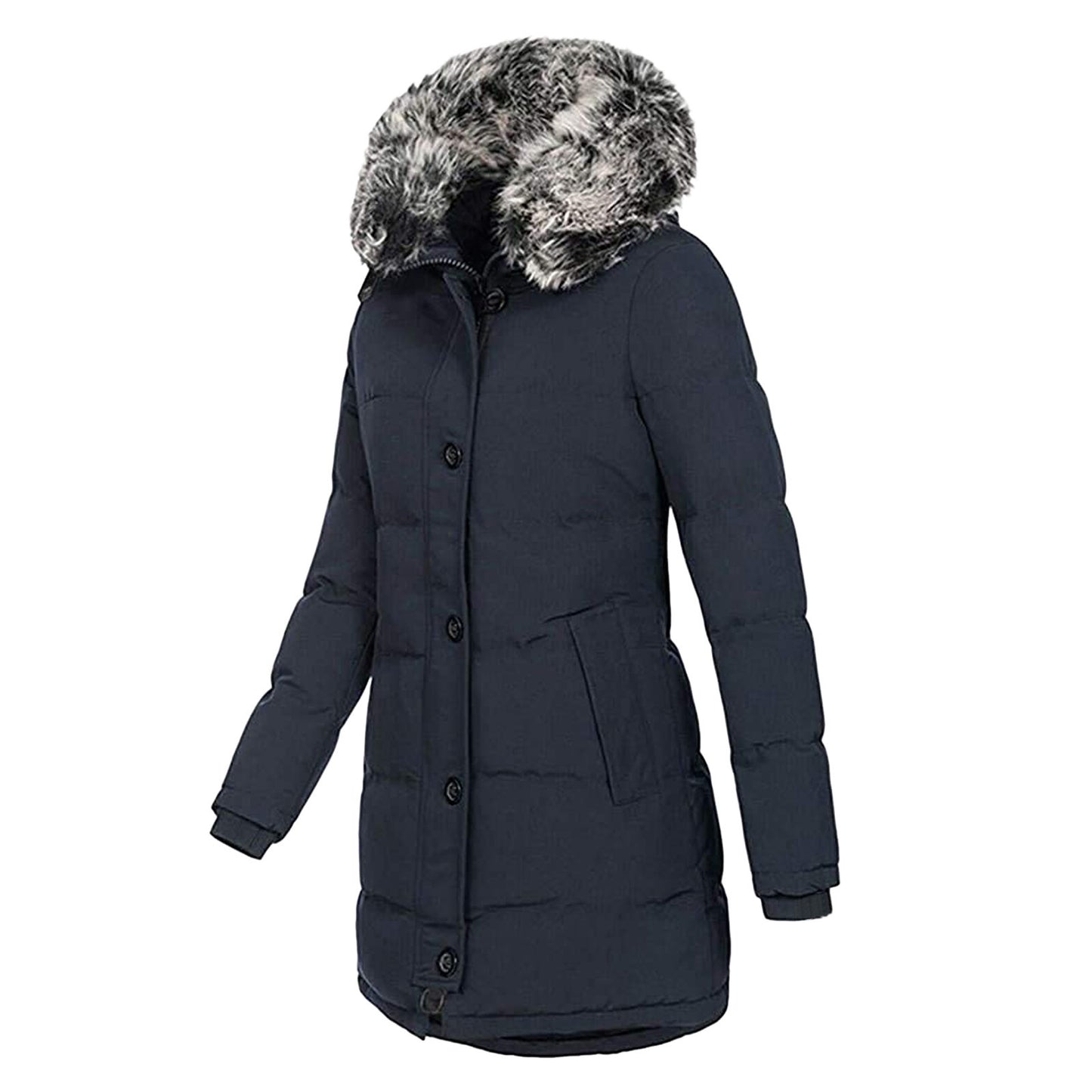 LADIES PLUS SIZE PADDED JACKET BLACK / DARK BLUE / RED (SIZE XL - 5XL)