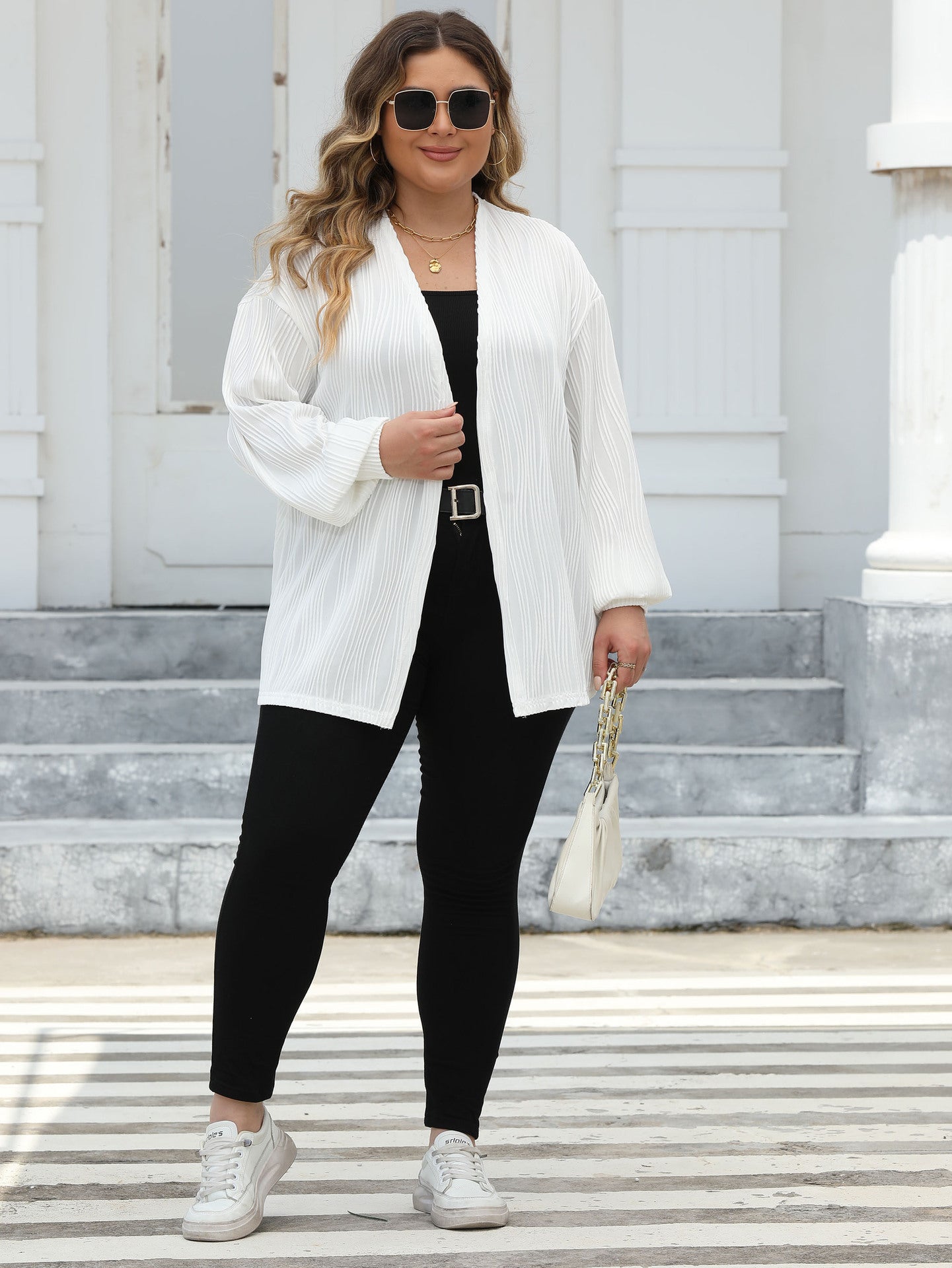 LADIES PLUS SIZE LONG SLEEVE JACKET WHITE / RED / BLACK (SIZE XL - 3XL)