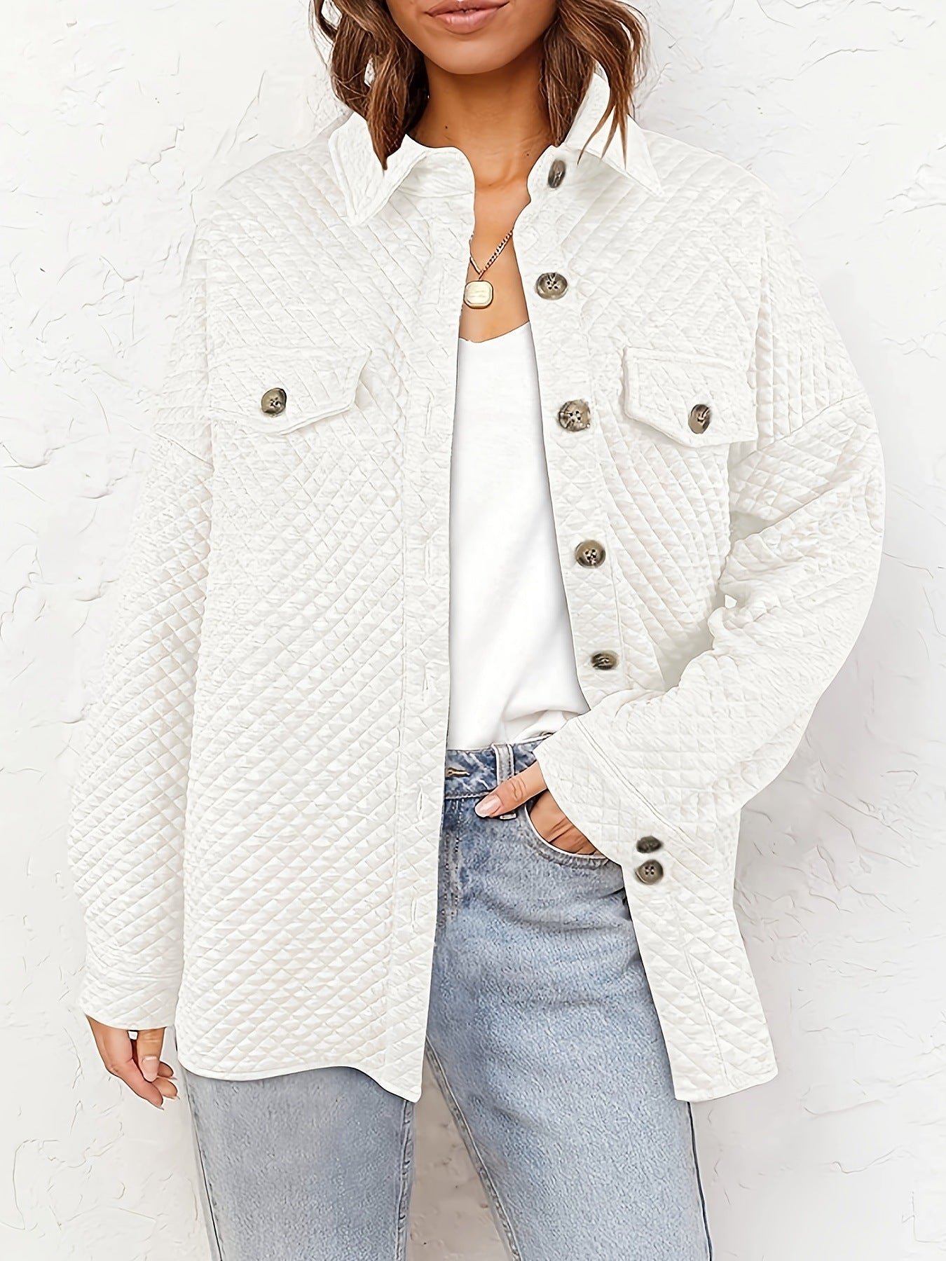 LADIES PLUS SIZE LONG SLEEVE JACKET WHITE (SIZE XL - 5XL)