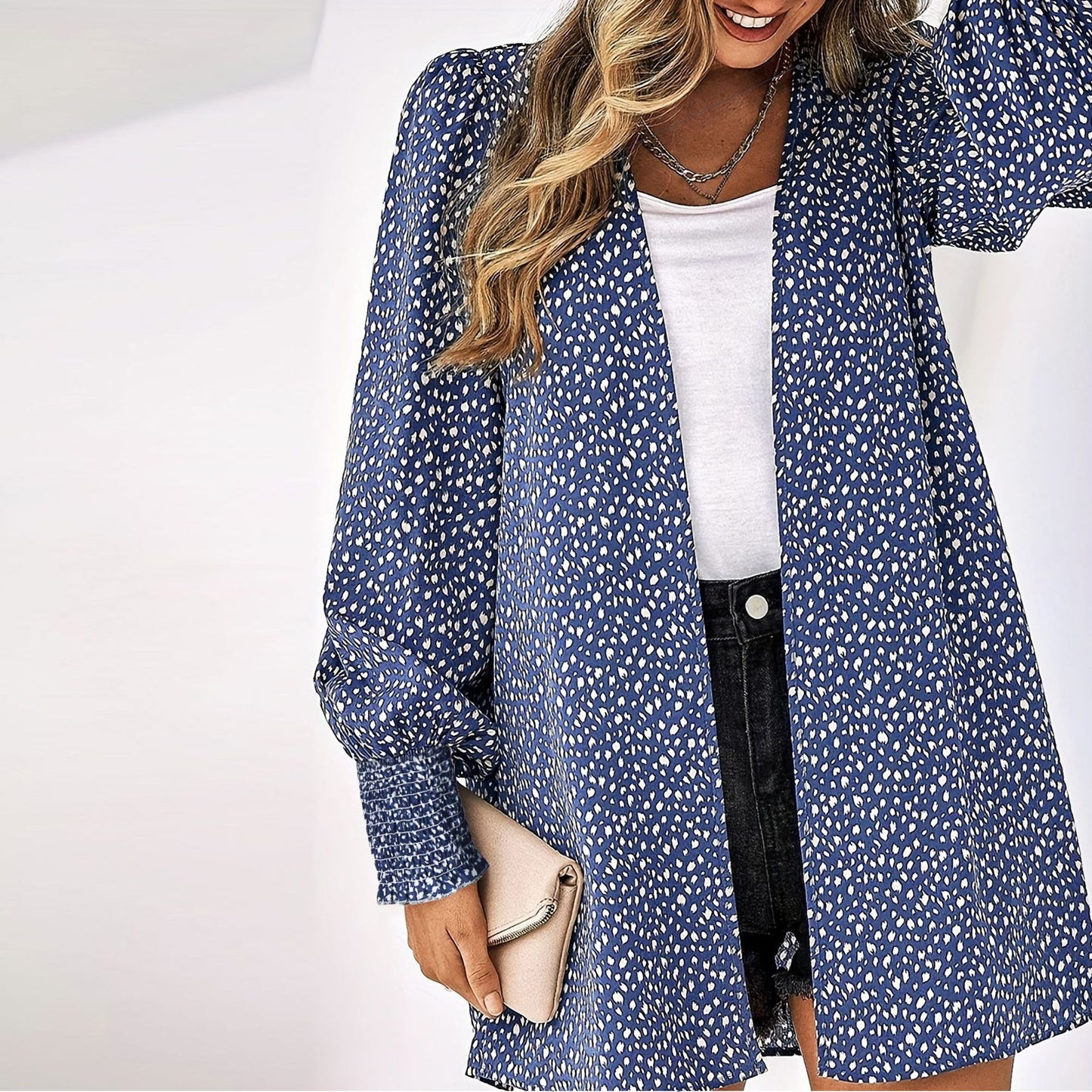 LADIES PLUS SIZE LONG SLEEVE JACKET APRICOT / LIGHT RED / BLUE (SIZE XL - 5XL)