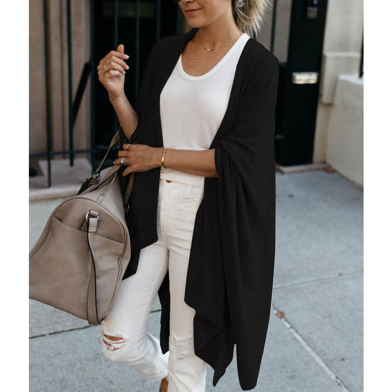LADIES PLUS SIZE LONG SLEEVE CARDIGAN GRAY / BLACK / APRICOT-BEIGE (SIZE XL - 4XL)