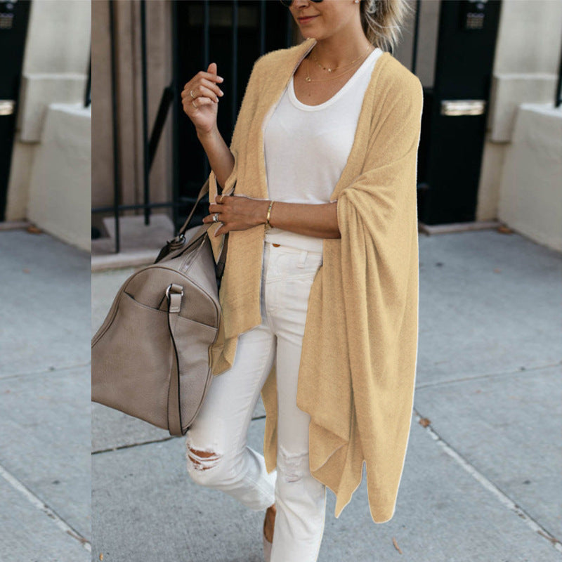 LADIES PLUS SIZE LONG SLEEVE CARDIGAN GRAY / BLACK / APRICOT-BEIGE (SIZE XL - 4XL)