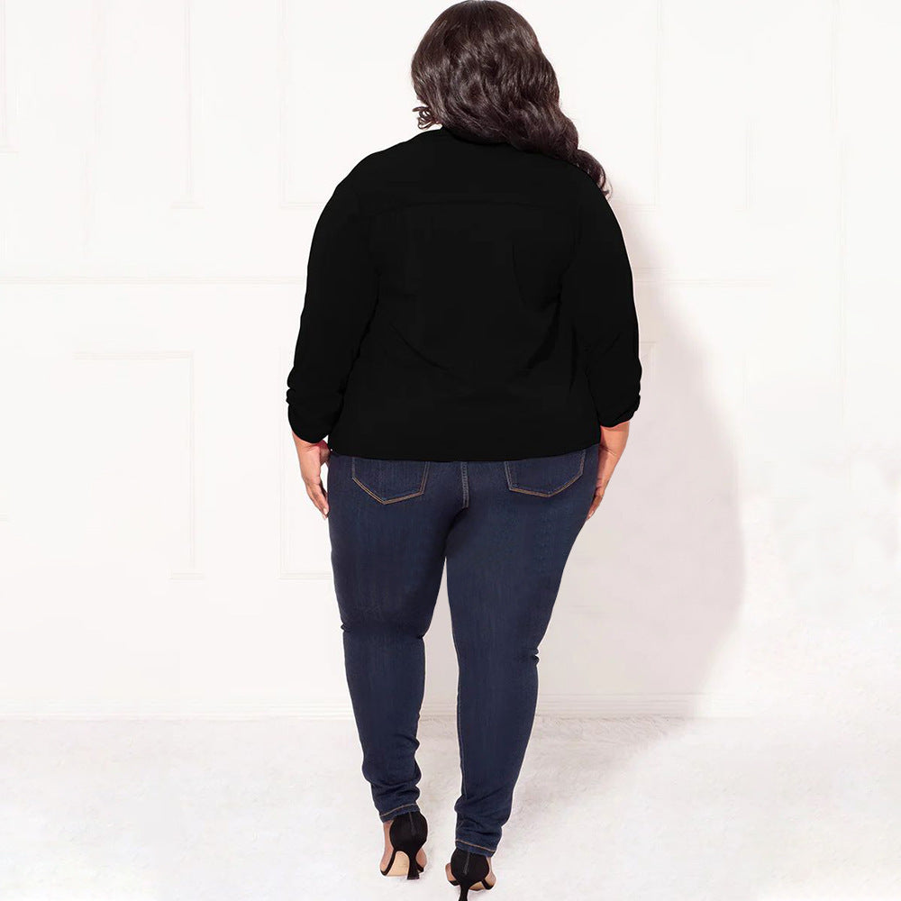 LADIES PLUS SIZE LONG SLEEVE BLAZER BLACK / WHITE / PINK / BLUE / WINE RED / GREEN (SIZE XL - 4XL)