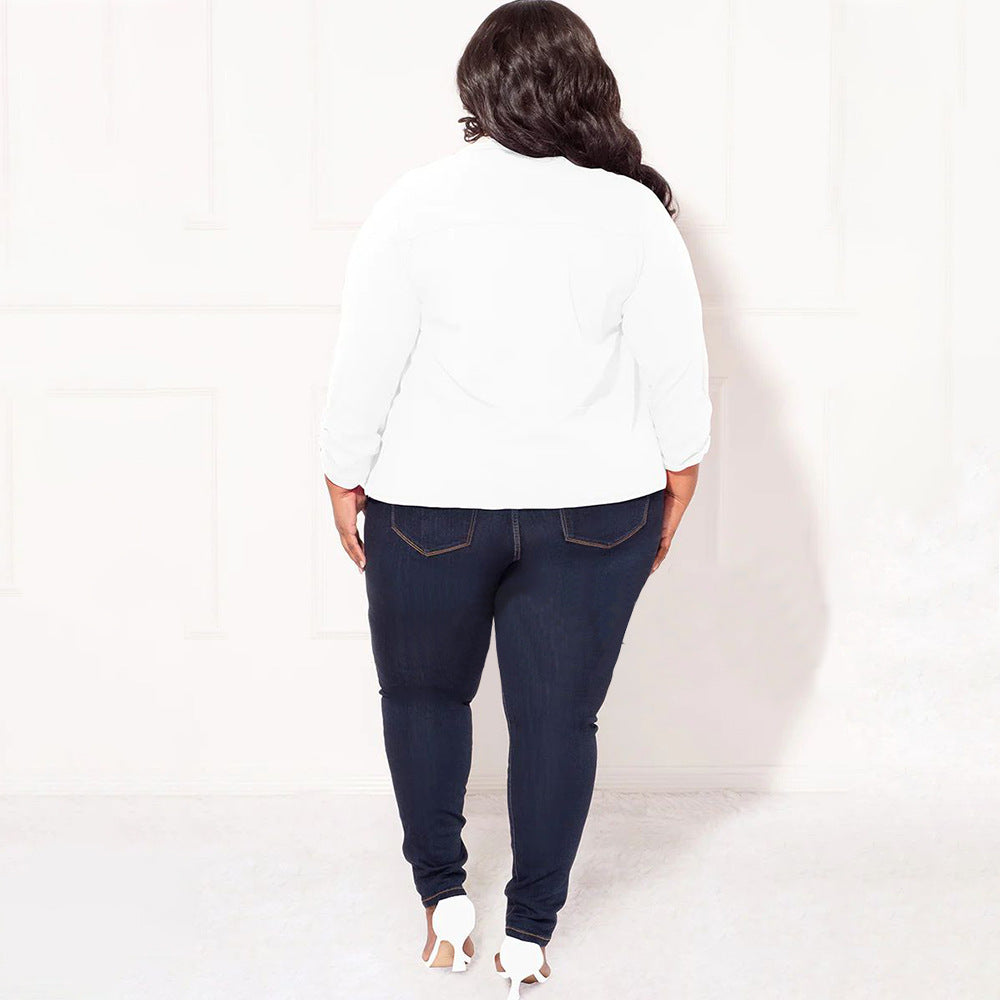 LADIES PLUS SIZE LONG SLEEVE BLAZER BLACK / WHITE / PINK / BLUE / WINE RED / GREEN (SIZE XL - 4XL)