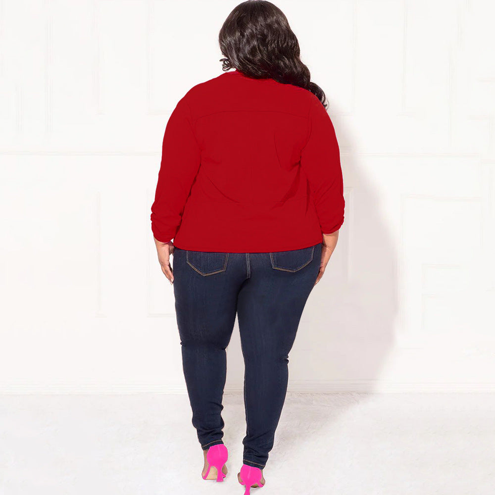LADIES PLUS SIZE LONG SLEEVE BLAZER BLACK / WHITE / PINK / BLUE / WINE RED / GREEN (SIZE XL - 4XL)