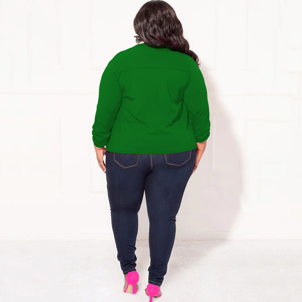 LADIES PLUS SIZE LONG SLEEVE BLAZER BLACK / WHITE / PINK / BLUE / WINE RED / GREEN (SIZE XL - 4XL)