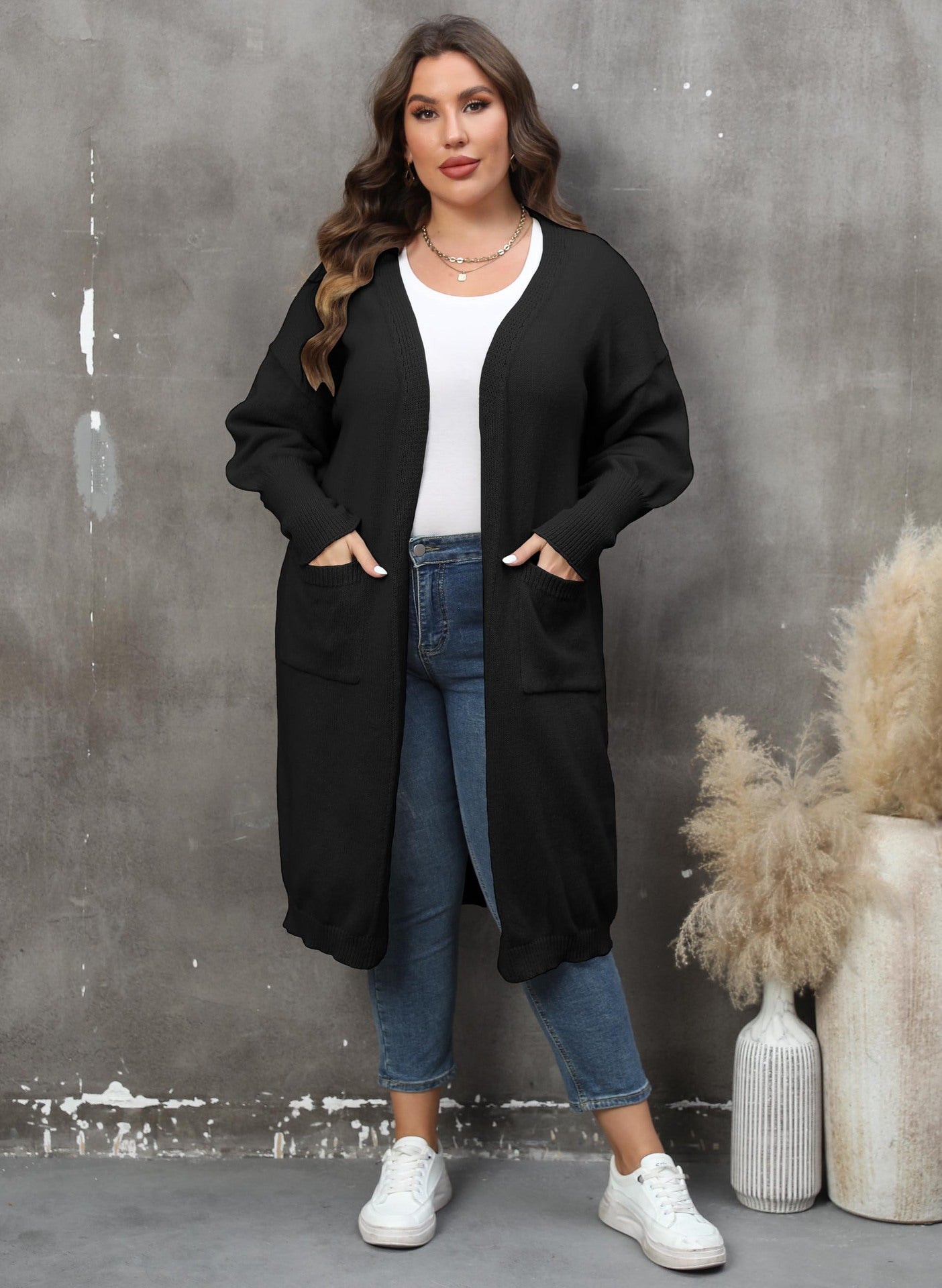 LADIES PLUS SIZE LONG SLEEVE CARDIGAN 9 COLOURS (SIZE XL - 4XL)